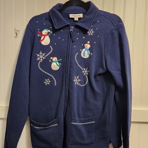 Breckenridge Kids Jacket with Snowman Embroidery - Dark Blue